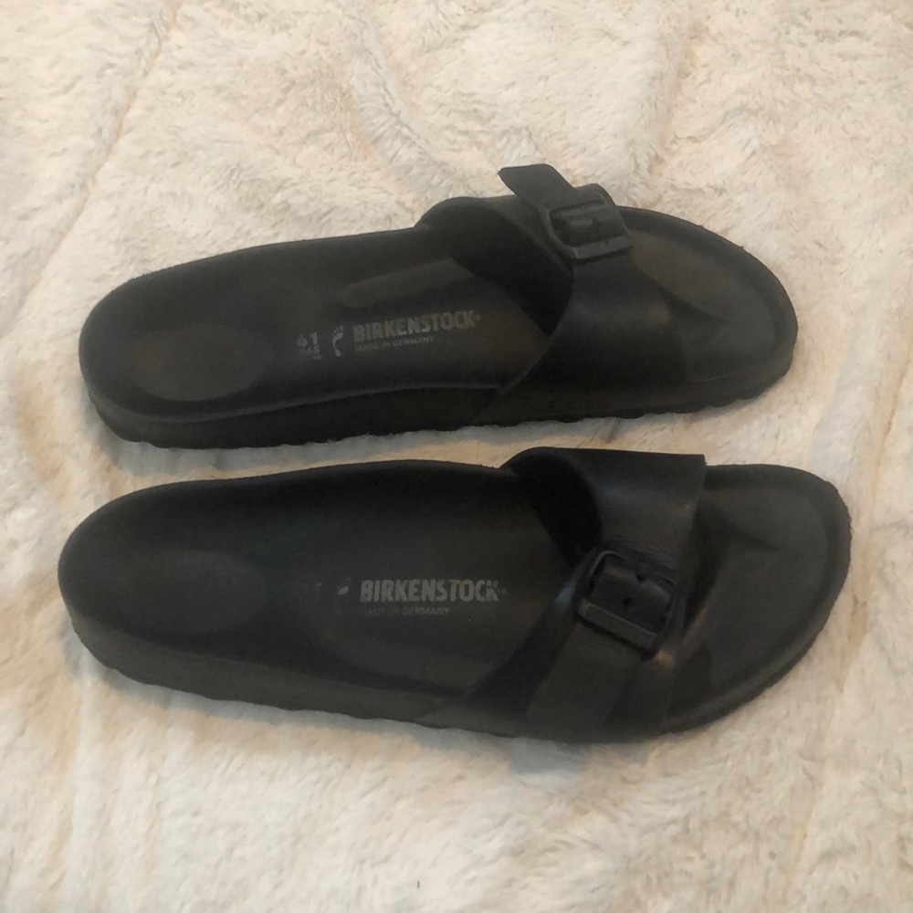 Black Birkenstock slides